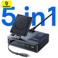 Baseus 140W Desktop Quick Charger,Tablet Fast Charger For Macbook Lenovo,Phone Charger For iPhone Samsung,Retractable C Cable