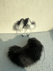 D09-P328 children handmade toy 1/6 1/4 1/3 MSD MDD bjd doll Accessories cute animal black grey red wine wolf ear tail