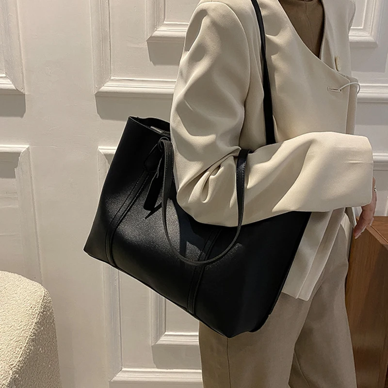 Retro Solid Color Underarm Bag Commute Simple Women Large Capacity High Quality Handbag Shopping Travel Elegant Bags