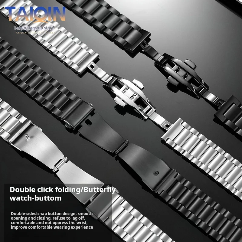 ل Timex T49905 T49963 T49953 المواطن هاميلتون الأعمال ماتي وعاء من الستانليس ستيل الأسود حزام ساعة اليد المعدنية حزام الساعات سريعة الرجال 20 مللي متر