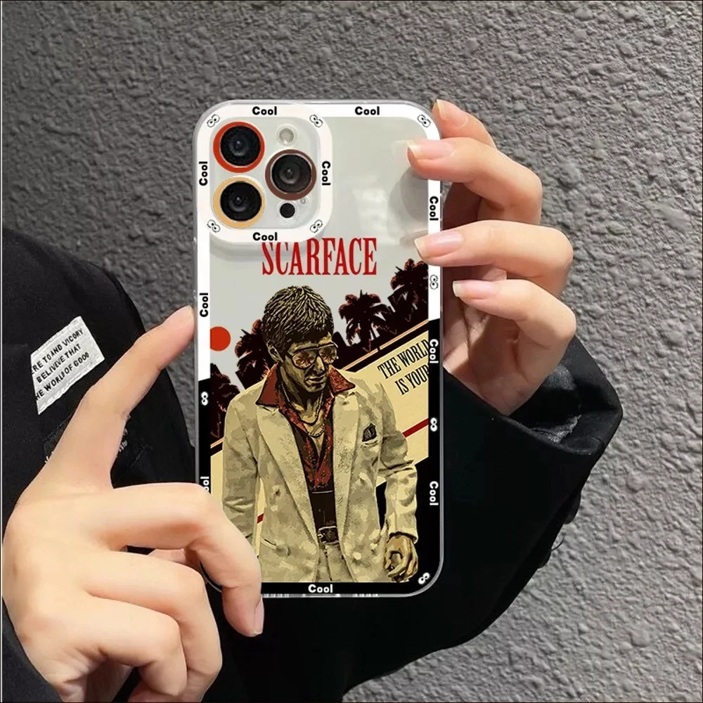 Film Scarface Tony Montana Phone Case For iPhone 13 14 15 Mini 11 12 Pro Max Transparent Shell