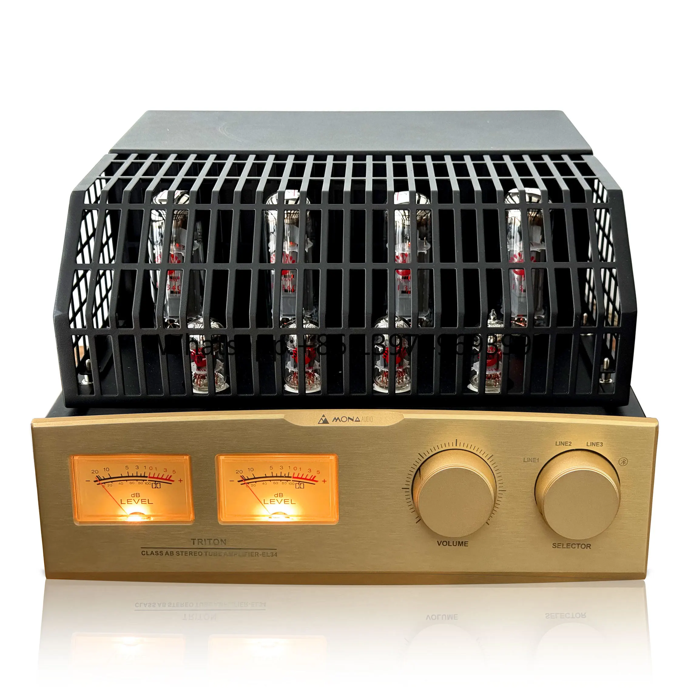 Mona Christmas Model EL34 Hi-fi Tube Class AB Home Amplifier 30W*2 220V Free Customized Voltage Power Amplifier Orange 2 (2.0)