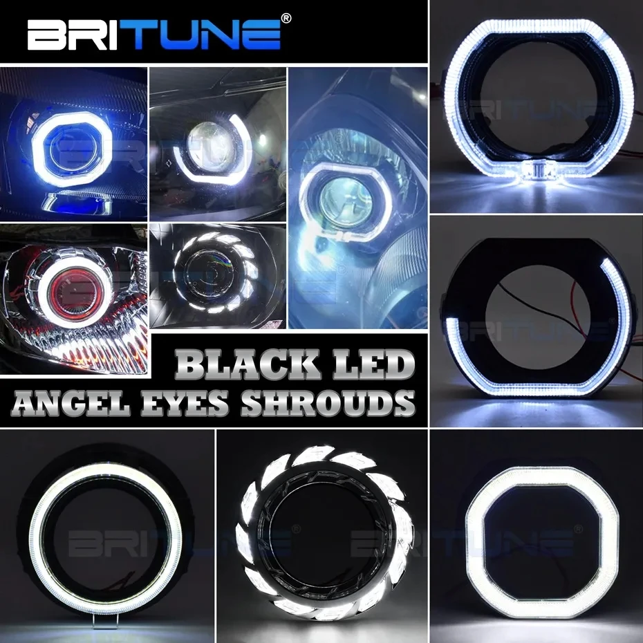 LED Angel Eye Shroud for 2.5/3.0 Inch Headlight Projector Lens for Koito Q5/Hella 3R/WST LED Lights DRL Turn Signal Car Retrofit