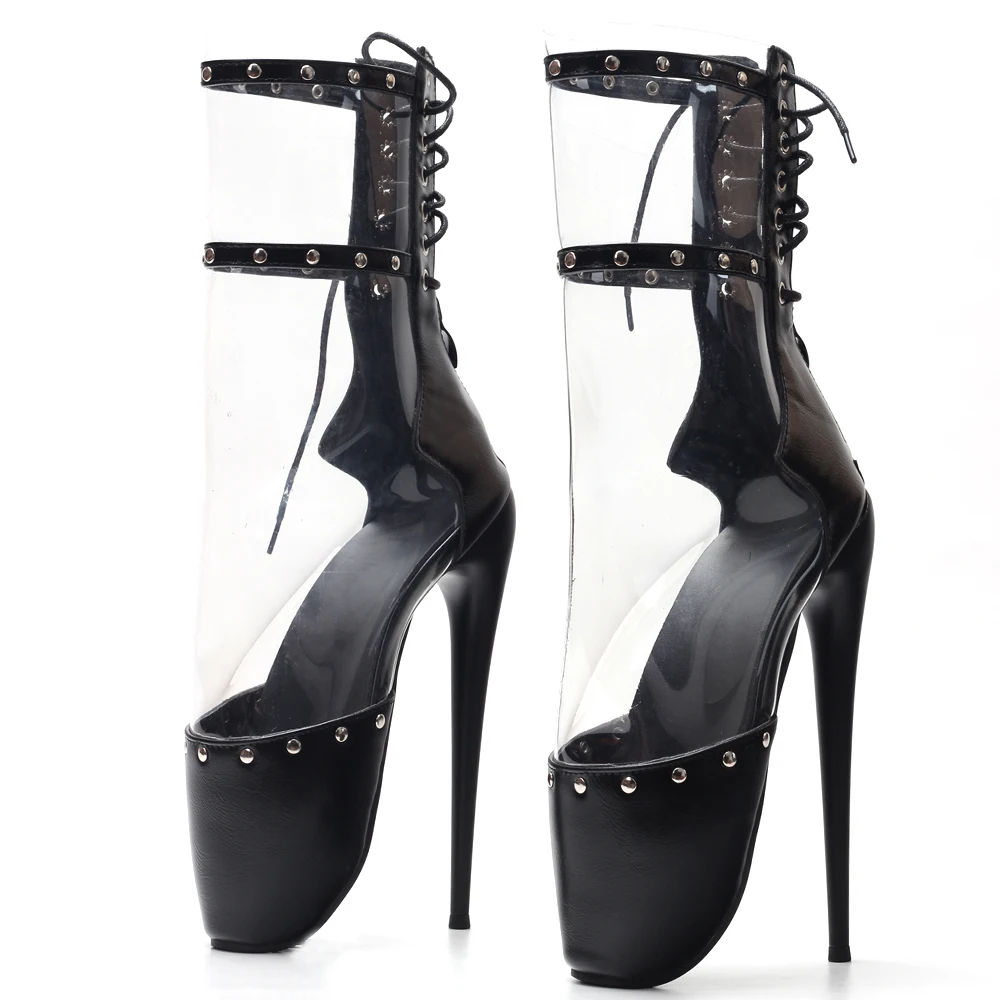 

Unisex Extreme 7Inch Ballet Cosplay Gothic Fetish Clear PVC Boots Size36-46