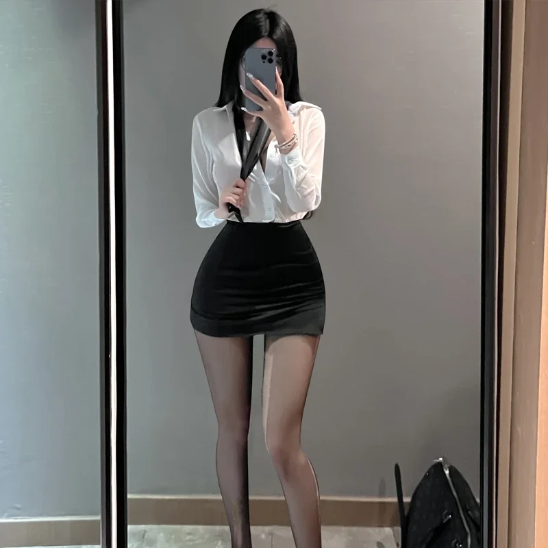 2025 New Sexy Cosplay Secretary Costumes Women's Tie Top Miniskirt Lingerie Set Roleplay Ladies Office Careers Dresses Cou s1d2g