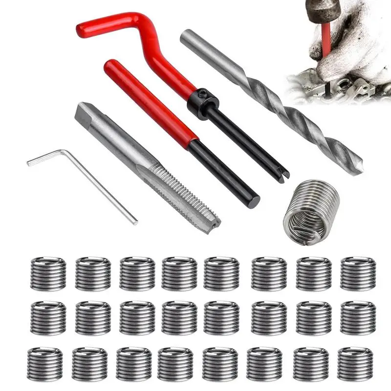 Thread Repair Tool Tap Drill Bit Set Hex Shank Bit Screws Machine Compound Threads Cleaner Tools Motorcycle Accessories