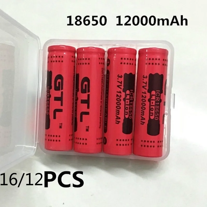 

16/12/8/4pcs/GTL 18650 Battery rechargeable lithium battery 12000mAh 3.7V Li-ion battery for flashlight Torch 18650 Batteries