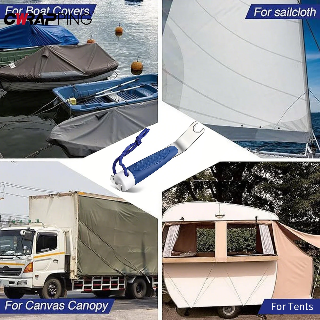 Bootsabdeckung, Schnappverschluss-Zange, tragbar, wasserdicht, robust, Marine, Angeln, Schnellboot für Camping, Auto, Motorrad, Zubehör