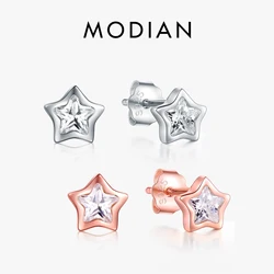 Modian Top Quality 925 Sterling Silver Clear Sparkling Cubic Zirconia Stars Stud Earrings For Women Exquisite Fashion Jewelry