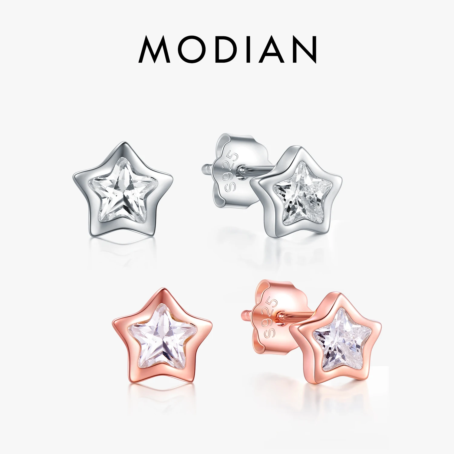 Modian najwyższej jakości 925 Sterling Silver wyczyść musujące cyrkonia gwiazdy stadniny kolczyki dla kobiet wykwintne biżuteria