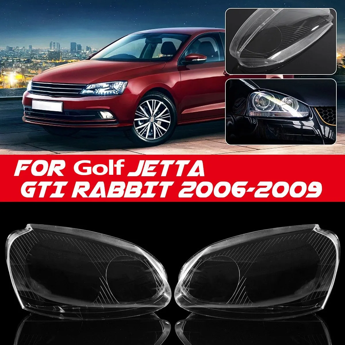 Right Side Head Light Lamp Headlight Lens Cover for Jetta Golf Rabbit MK5 2005-2009 1K6941006S