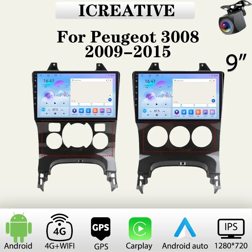 

Car Radio for Peugeot 3008 2009 -2015 Carplay Multimedia Vedio Player 2Din Stereo Auto Audio Headunit Android 9'' Navigation GPS