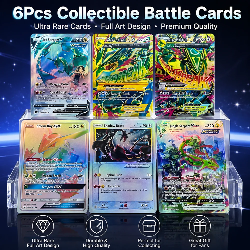 Cartão de Coleção DIY Anime Proxy PTCG Fa/m Rayquaza Ex Emerald Break Ed Gx # Coleção de Cartões de Cores Japonesas 095 - Presentes
