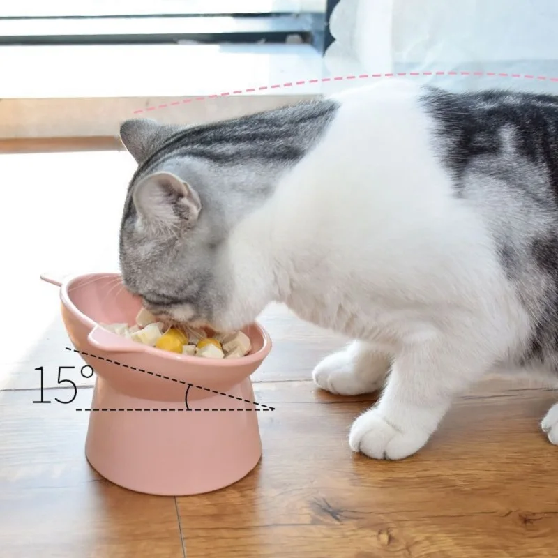 Dog Cat Bowl with Raised Stand Pet Feeder Bowls for Cat Cervical Vertebra Protection Pet Food Water Dog Cat Feeder Pet Products