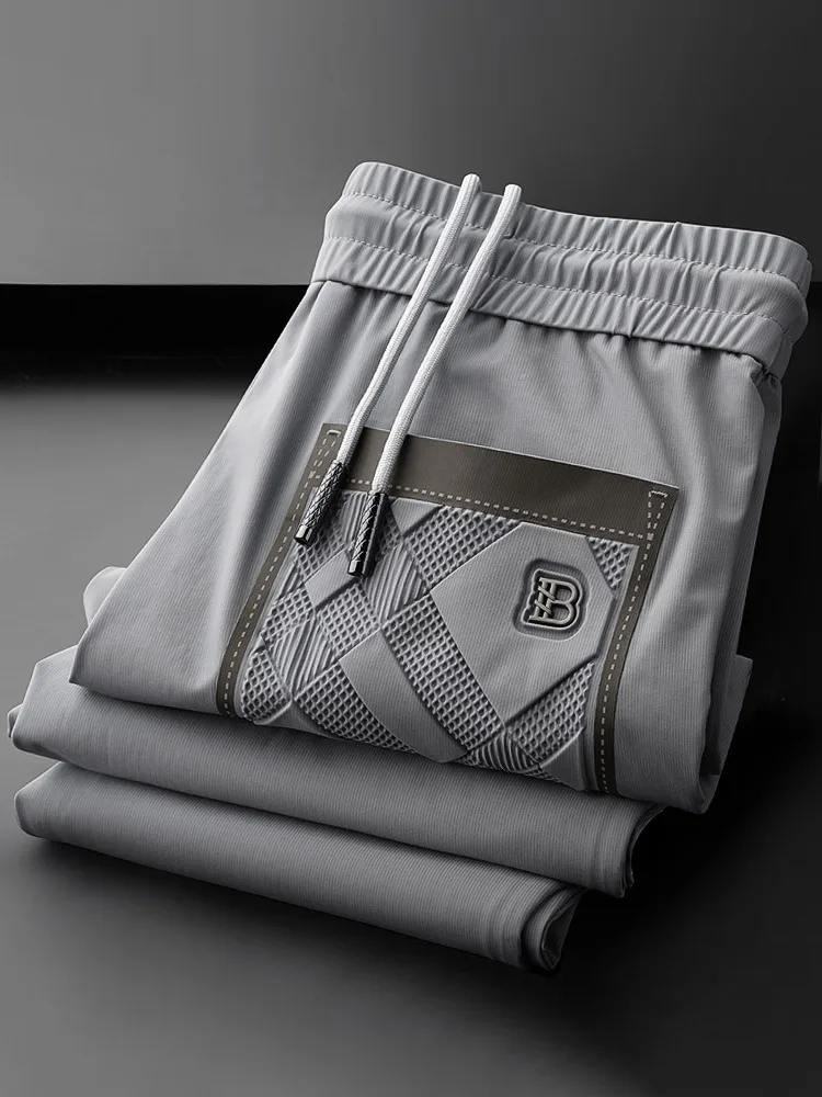 

Легкие эластичные брюки из ледяного шелка Ele для мужчин, летние, облегающие, с охлаждающим эффектом, модные повседневные брюки