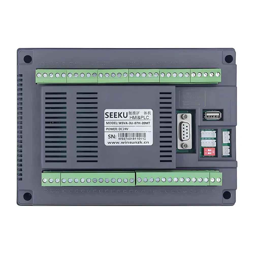 SEEKU WS7020R 2-in-1 PLC HMI プログラマブル ロジック コントローラー (リレー出力/(トランジスタ出力付き)) & 7 インチ HMI ディスプレイ 12DI 8DO