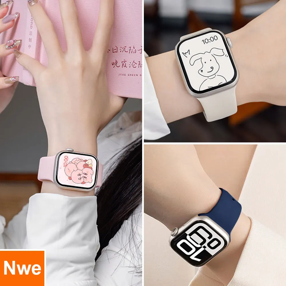 Silicone strap For Apple Watch bands 45mm 44mm 40mm 41mm 38-42-46mm sport bracelet iwatch series 8 7 6 5 4 SE 9 10 Ultra 2 49mm