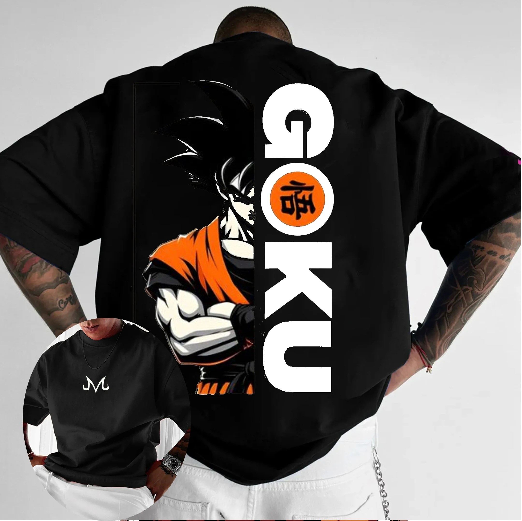 

Футболки Dragon Ball Z для мужчин и женщин с изображением Сон Гоку и Вегеты, 100% хлопок, забавные футболки с коротким рукавом и круглым вырезом, новинка