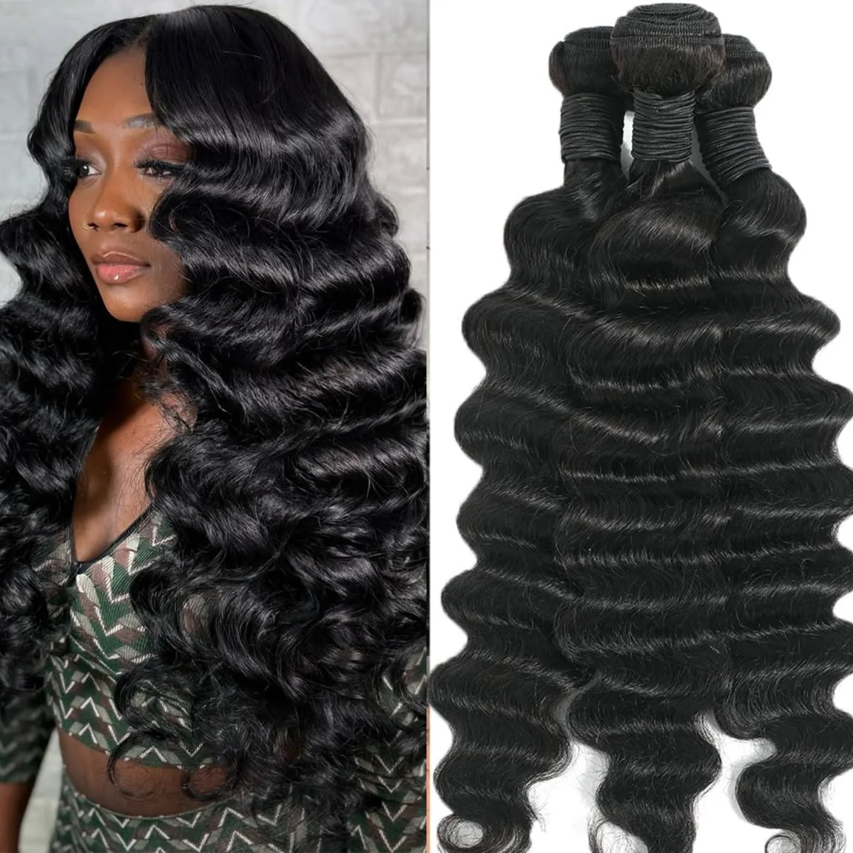 موجة فضفاضة 30 32 بوصة طويلة البرازيلي حزم الشعر البشري 1/2/3/4 قطعة وصلات شعر طبيعي أسود شعر ريمي نسج حزم