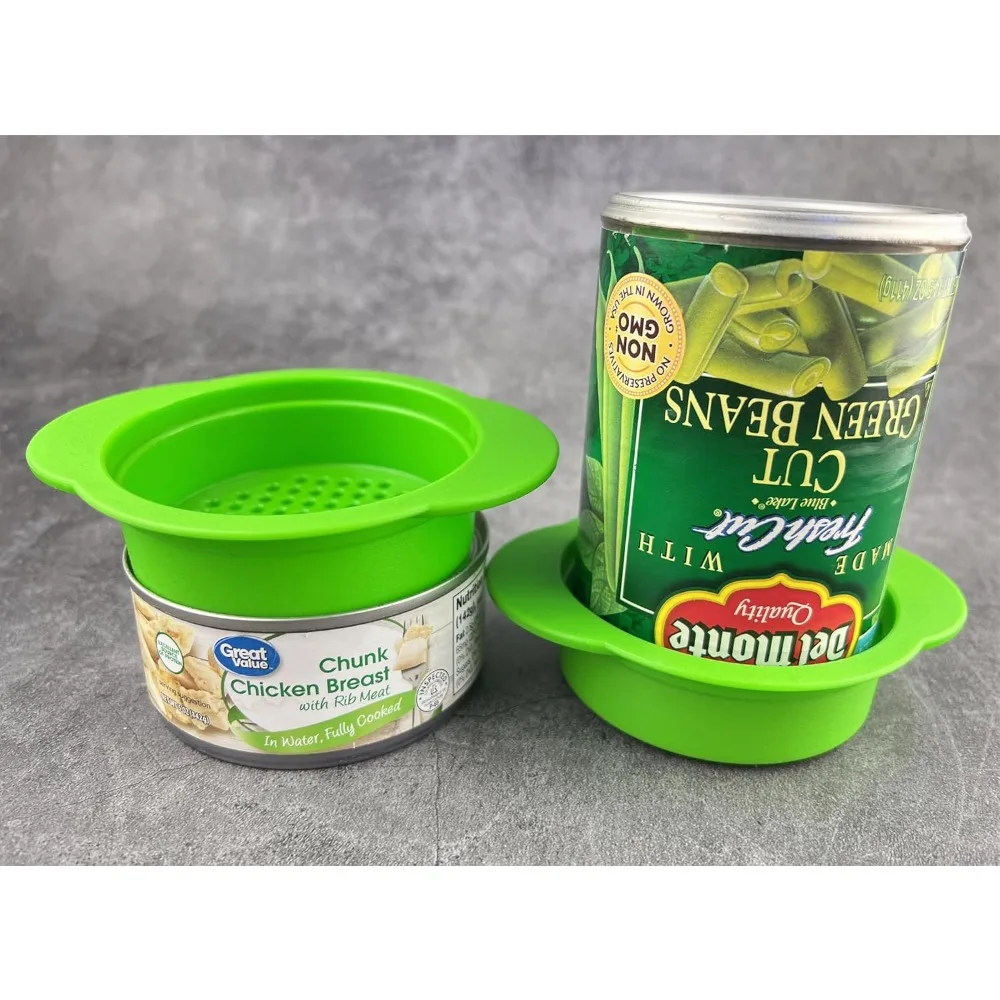 2 упаковки — банка, тунец, дуршлаг, пищевой пластик, без BPA, цельный дизайн, можно мыть в посудомоечной машине, подходит для банок стандартного размера