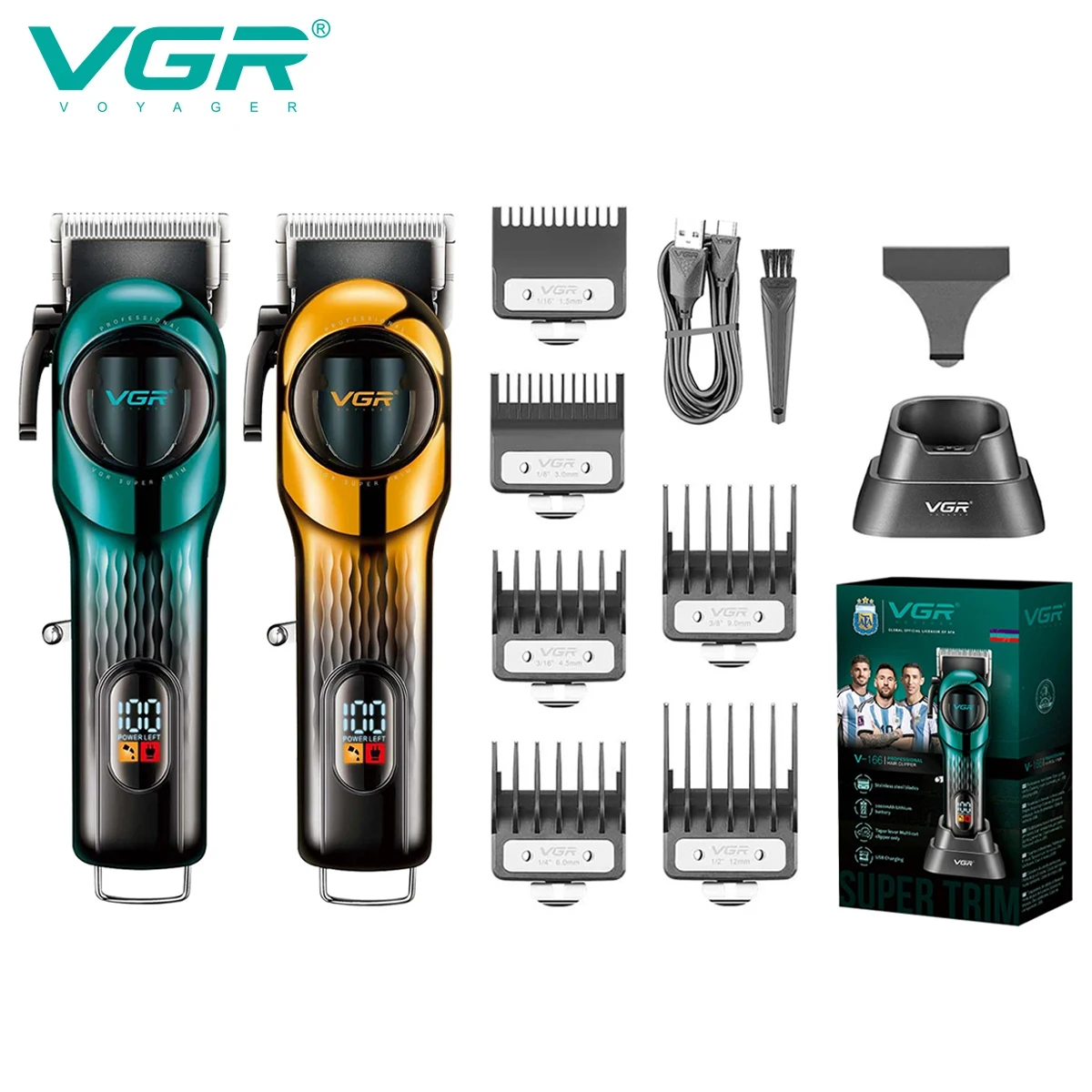 

VGR 166 профессиональная интеллектуальная цифровая перезаряжаемая машинка для стрижки волос с градиентной лентой, регулируемая электрическая машинка для стрижки волос