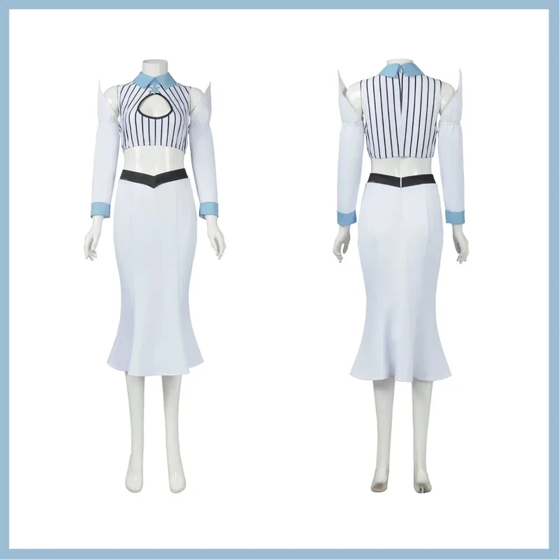 5;e,8\v,5/XQAnime Bleach Inoue Princess Orihime Cosplay Costume White Tops Skirt Uniform Wig Adult Woman Sexy Carnivalf,5'h\8/m' view 4