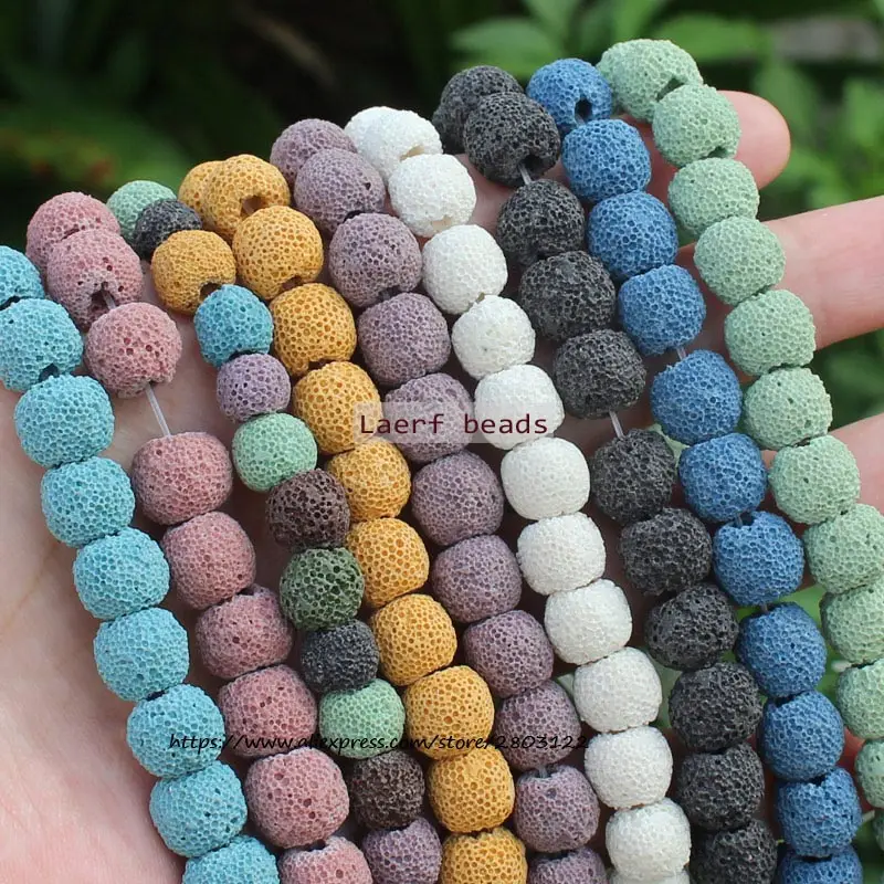 Natural 10-14mm Rough Surface Multi-Color Volcanic Lava Stone Round loose beads 15inch, For DIY Jewelry Making !