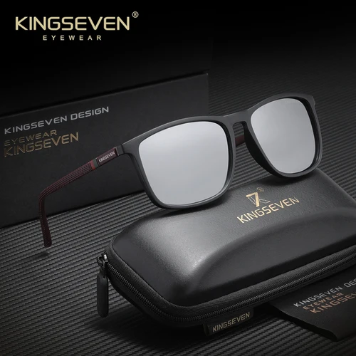 Imagen 2 del producto Gafas de sol rectangulares de marca KINGSEVEN para hombres y mujeres, gafas polarizadas Anti-UV400, gafas deportivas para viajes al aire libre