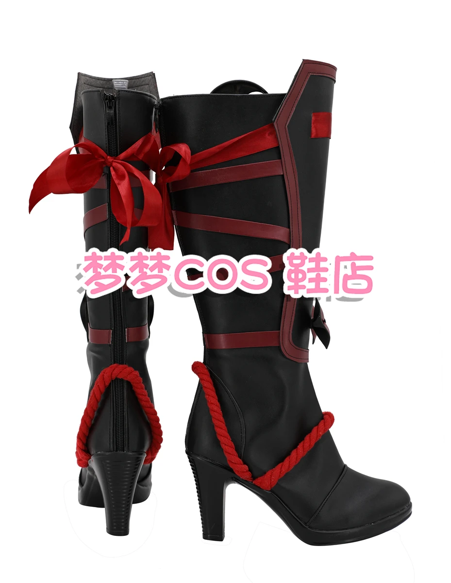 Touken Ranbu Hyuuga Masamune Scarpe Cosplay Stivali ONLINE Gioco anime di Halloween Stivali neri con tacco alto