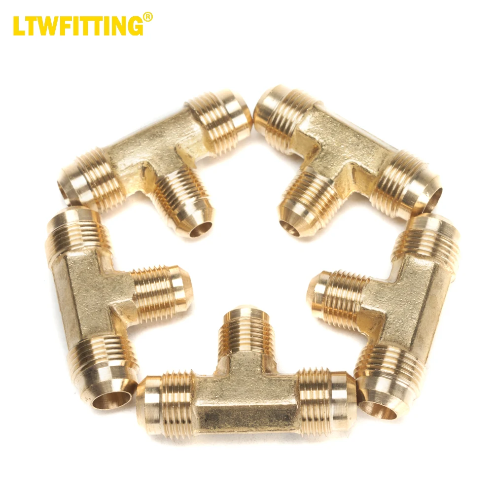 

LTWFITTING Brass 1/2" x 1/2" x 3/8" OD Flare Reducing Tee,Brass Flare Tube Fitting(Pack of 5)