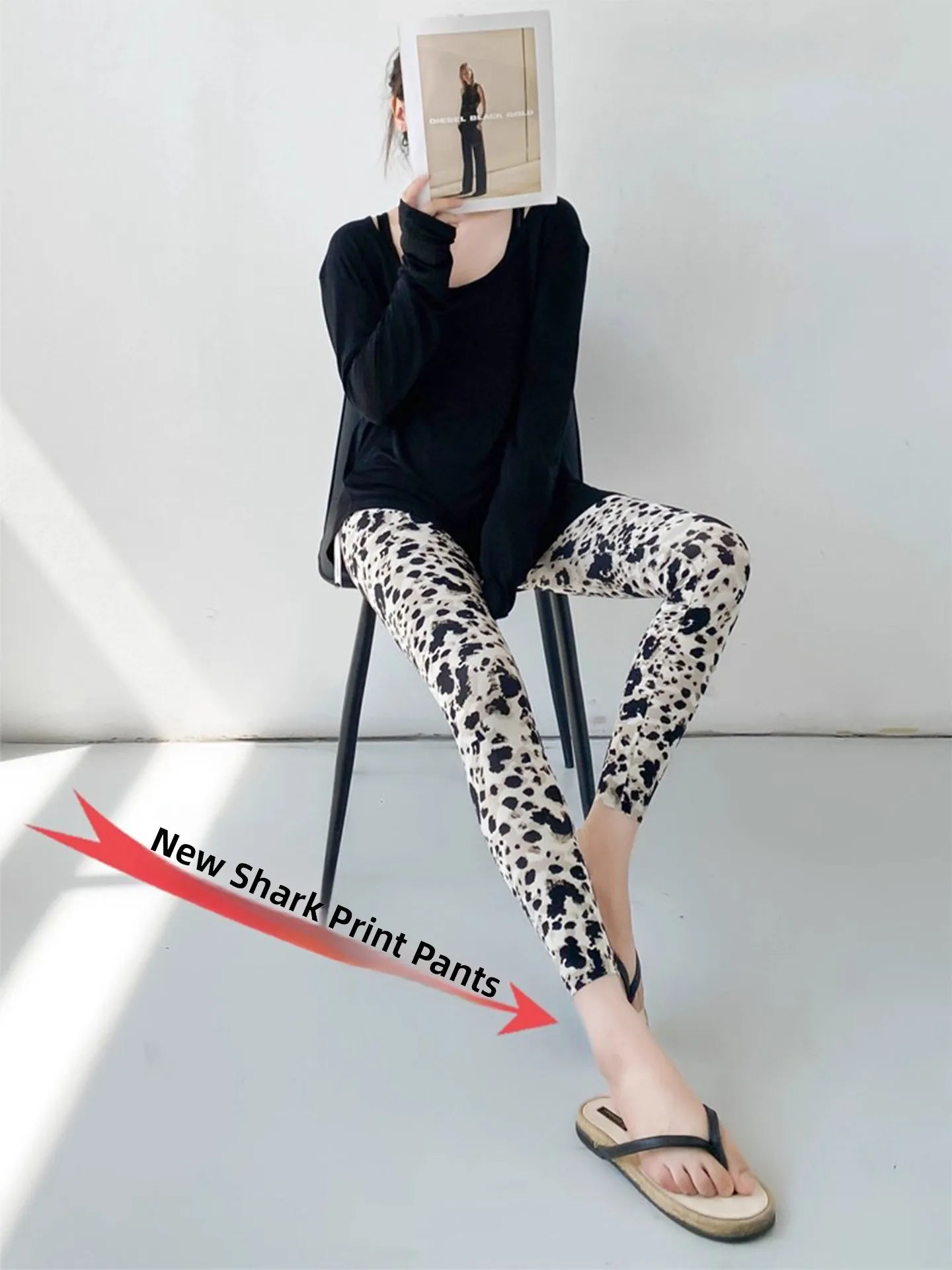 

Брюки для йоги с высокой талией, женские облегающие брюки из коровьей кожи с принтом Spor, утягивающие брюки из базового слоя, повседневные брюки из девяти предметов