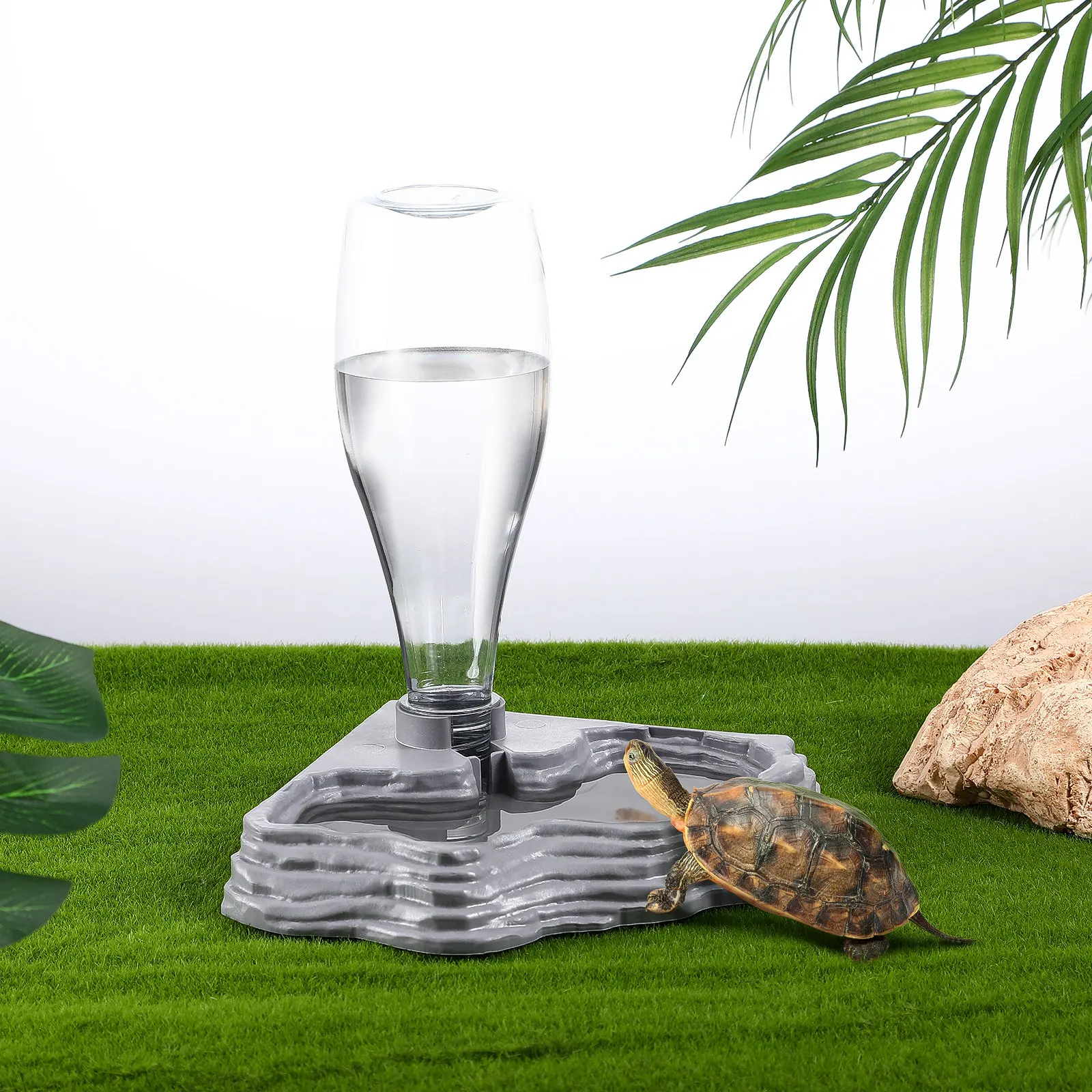 Automatic Reptile Waterer Premium Plastic Multi-Step Water Feeder for Lizards Geckos Turtles Snakes Horned Frogs