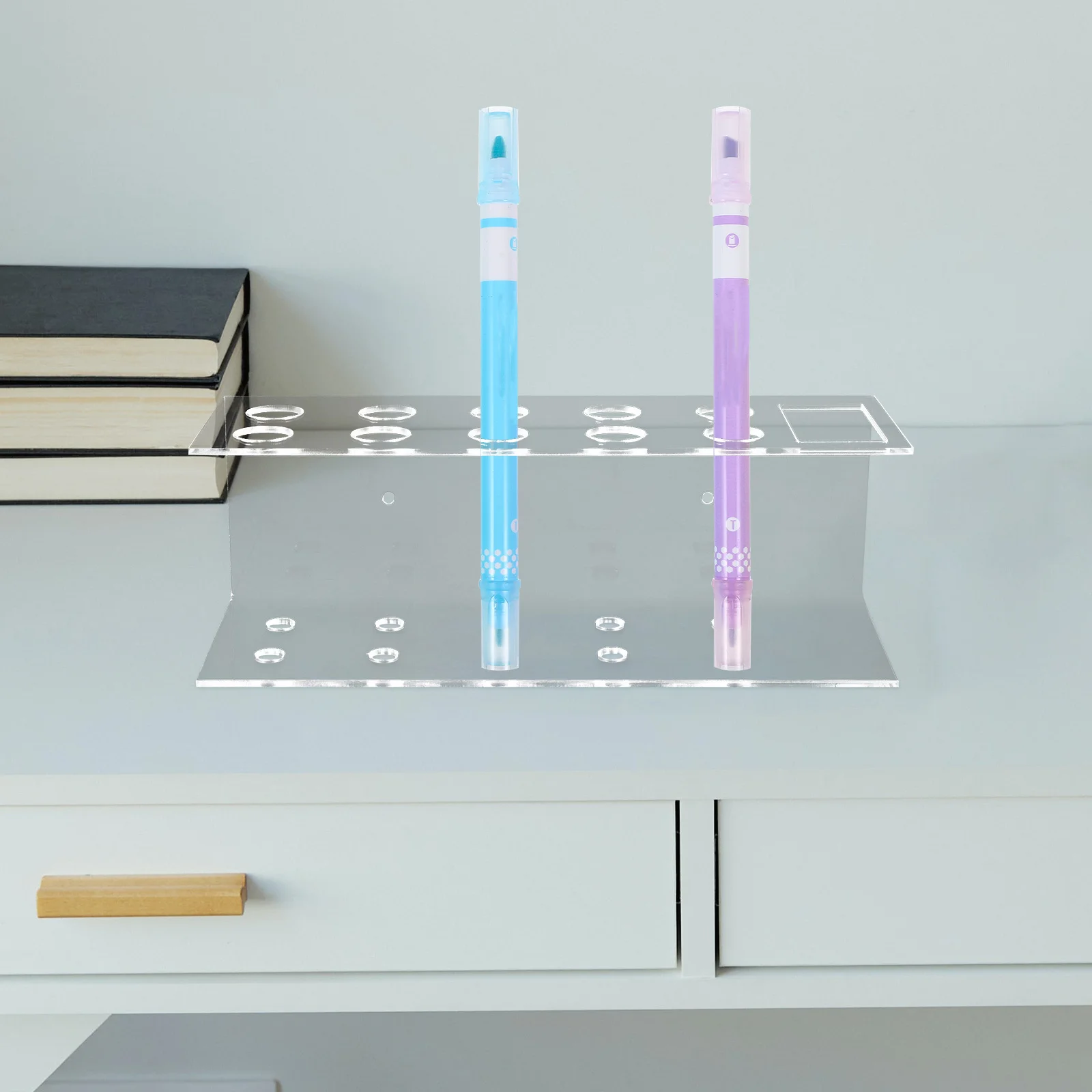 1Set Acrylic Desk Marker Holder Portable Pen Storage Stand Multifunctional Sorting Pen Organizer for Study Office Classroom