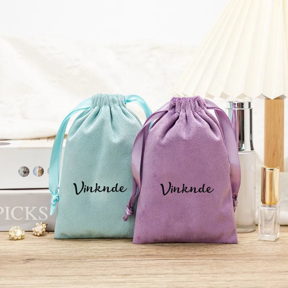 

Custom Logo Velvet Jewelry Packaging Pouch Personalized Small 10x15cm Drawstring Gift Bag For Perfume Cosmetic Rings Earrings
