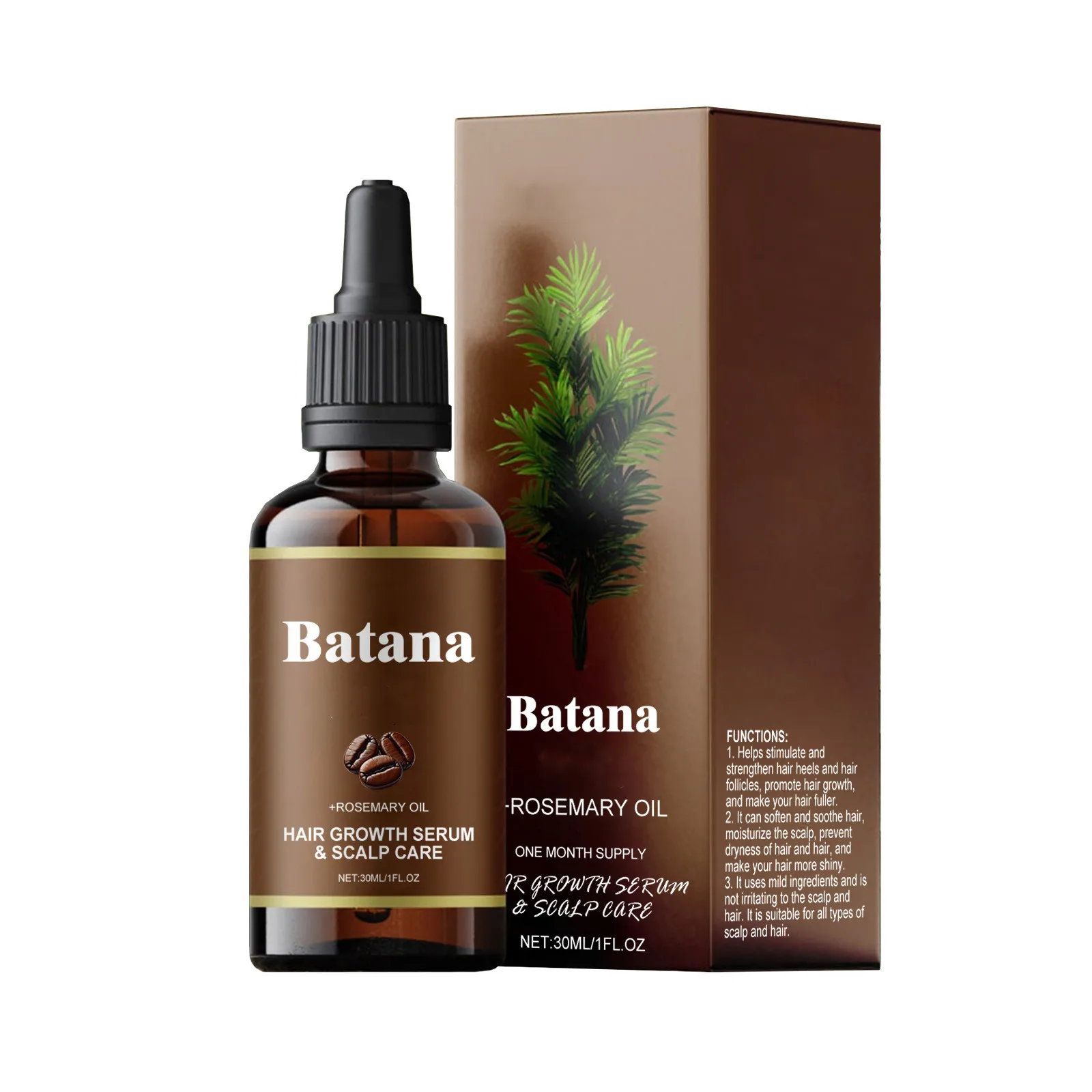 Aceite de Batana con Romero para el crecimiento del cabello, Desintoxicación del cuero cabelludo para un cabello fuerte y saludable, orgánico para reducir la caída del cabello