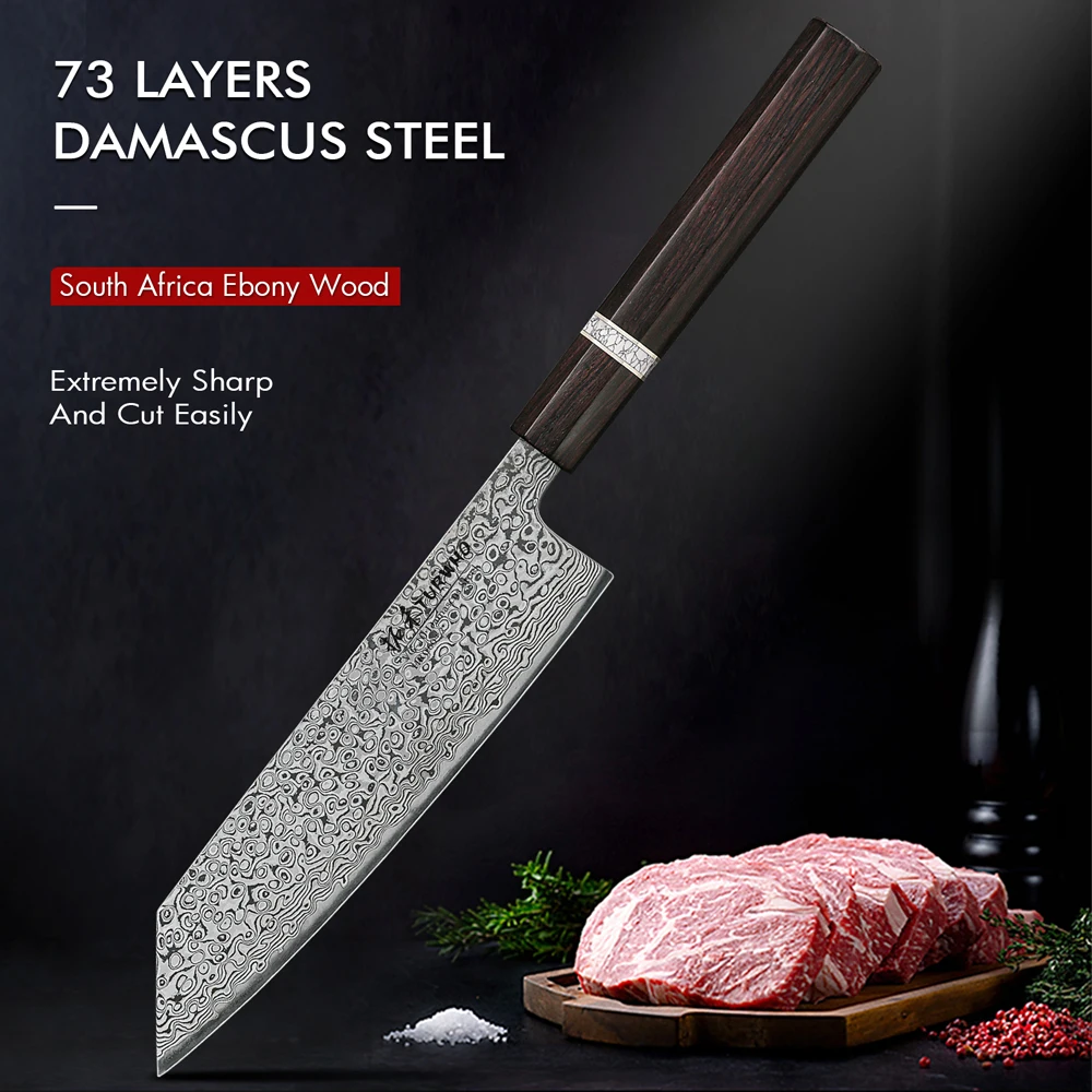 TURWHO 7 Inch Kiritsuke Knives Japanese Style 73 Layer Damascus Steel Chef's Knife Japanese Sashimi Cleaver Kitchen Cooking Tool