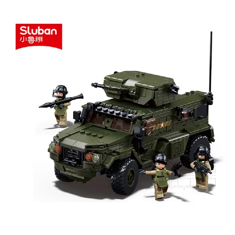 Sluban Military Weapon Typhoon VDV Armored Vehicle Assault Car Building Blocks Kids DIY Educational Bricks Toy Gift For Children