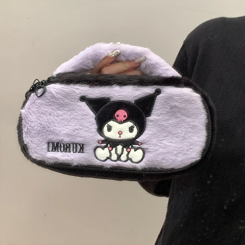 Sanrio Shoulder Bag Plush Kuromi Handbag My Melody Kawaii Hello Kitty Pencil Case Makeup Pouch Women Gift Girl Tote Bag