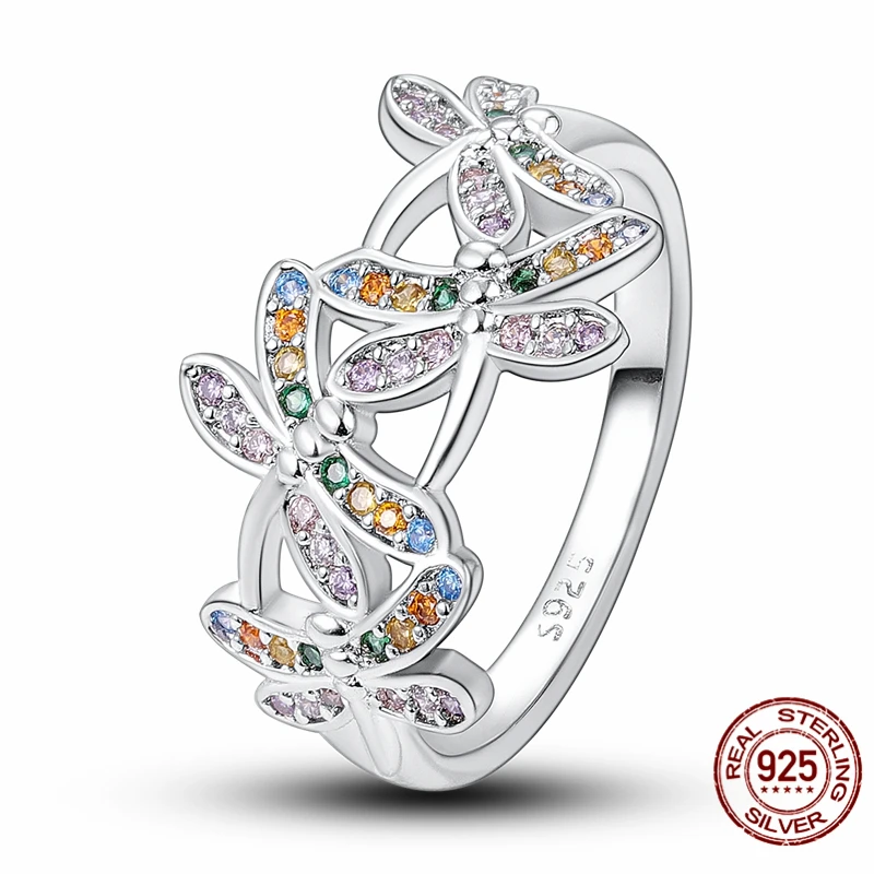 

New European 925 Silver Dragonfly Rings Suitable For Delicate Jewelry For Women At Wedding Parties Fine Jewelry