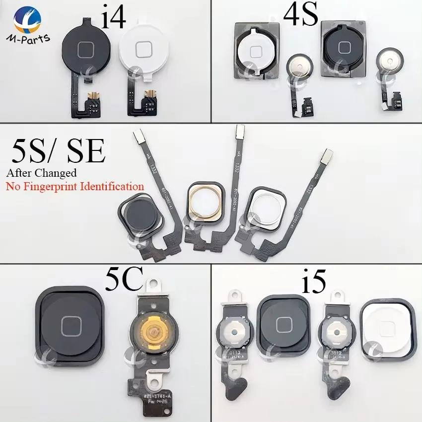 For iPhone 4 4S 5 5S 5C SE Home Button with Flex Cable Menu Button Key Cap High Quality 100% New OEM Screen Control Repair