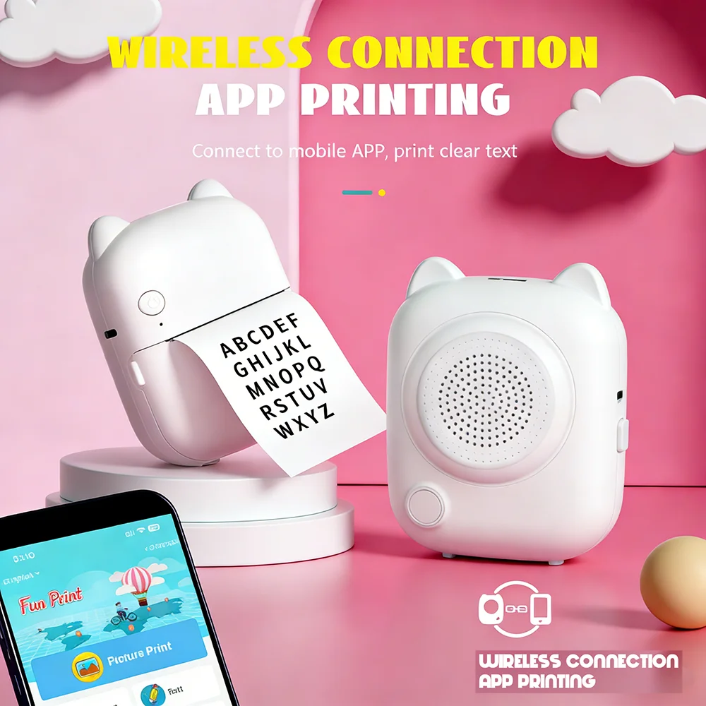 AI Pocket Printer with Voice Printing AI Photo Generation & AI Learning Portable Smart Mini Printer for Students Office Home Use