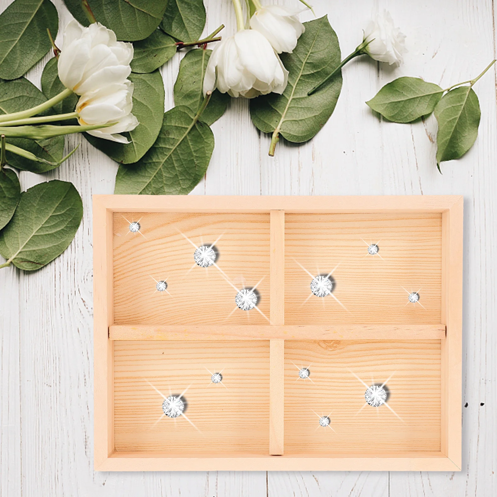 

Wooden Jewelry Tray Natural Pine Multi-Grid Storage Display For Rings Trinkets Organizing Home Decor Dresser Adorn