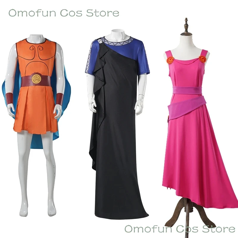 

ABC123Hercules Cos Megara Hades Cosplay Costume Cartoon Pink Dress Outfits Unisex Black Robe Halloween Fairy Party Rol3;b,6/k'5;