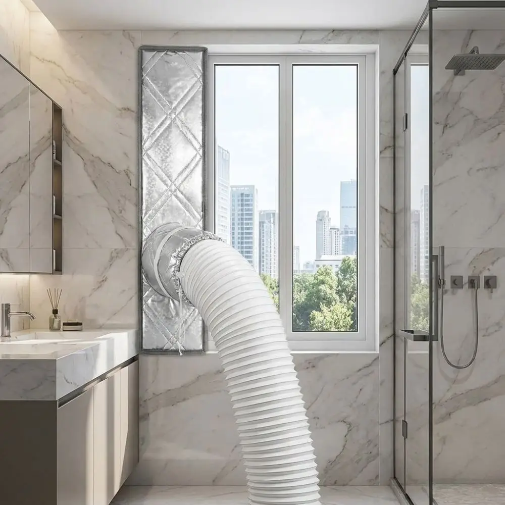 3 Layer Cotton Filled Portable AC Window Seal Kit Composite Silver Foil Efficient Airflow Control Sliding Window Vent Cloth