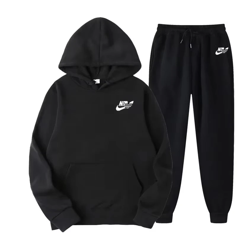 Conjunto de dos piezas casual para hombre, primavera/otoño/invierno 2026, sudaderas para hombre y mujer, estilo urbano, traje deportivo estampado de moda
