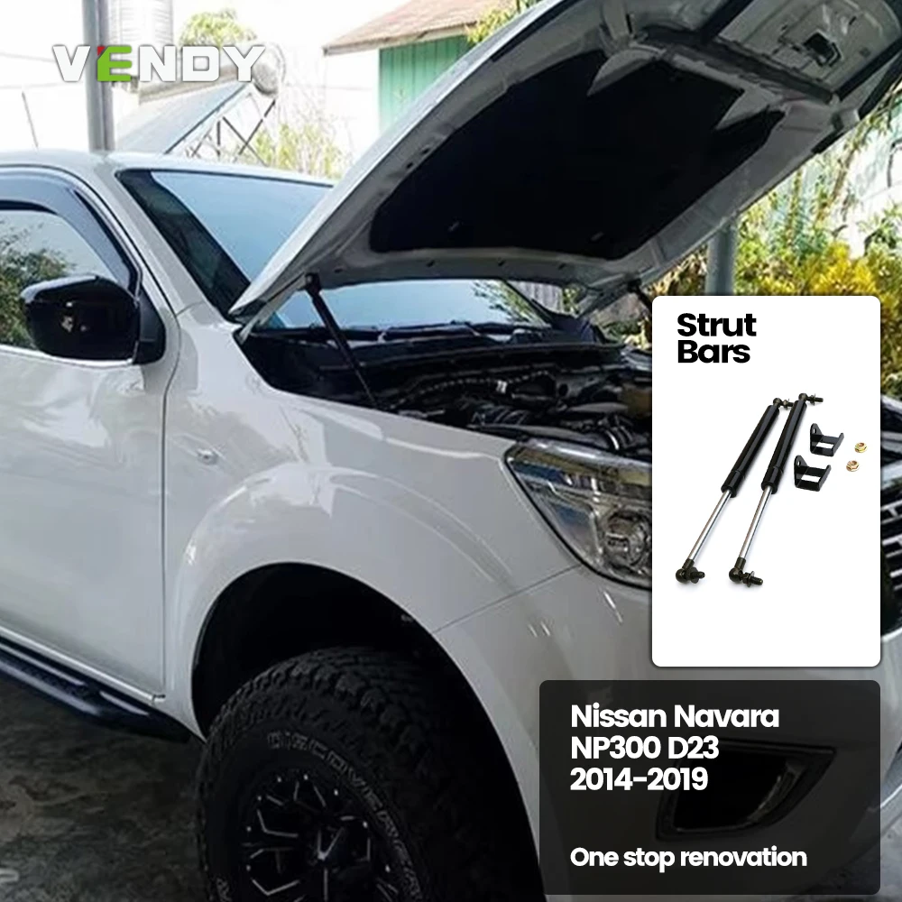 2pcs Front Bonnet Hood Strut For Nissan Navara NP300 D23 2014-2019 Lift Support Bars Gas Spring Dampers Engine Cover Rod