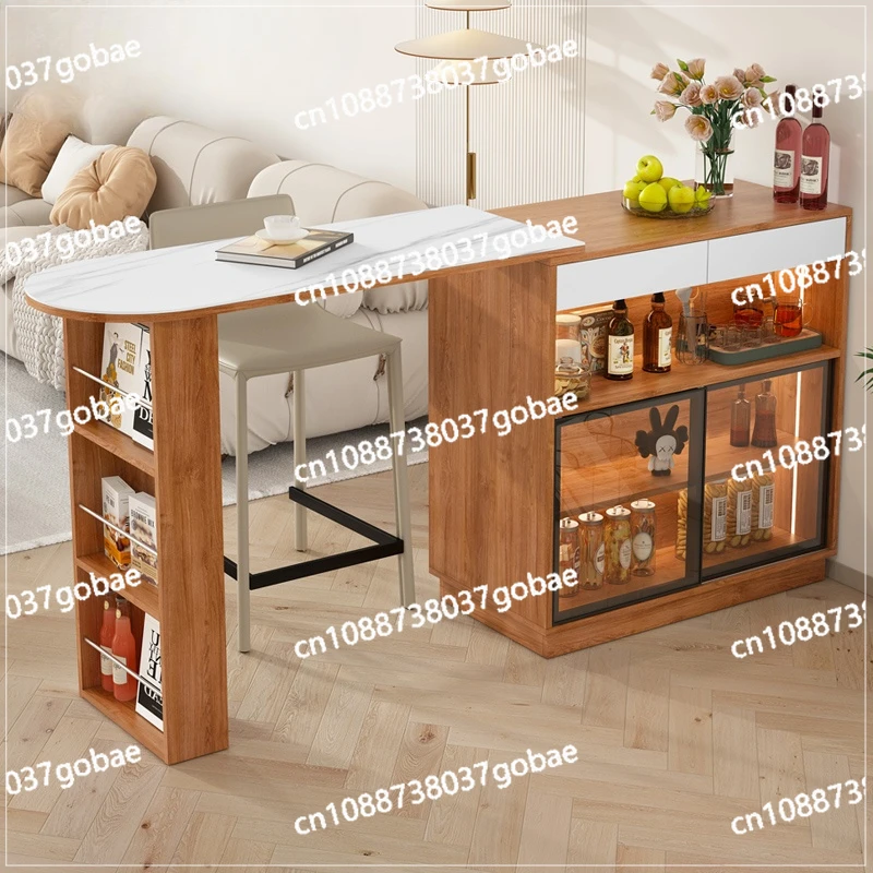 Retractable Rotating Stone Plate Bar Table Integrated Sideboard Cabinet Living Room Partition Locker