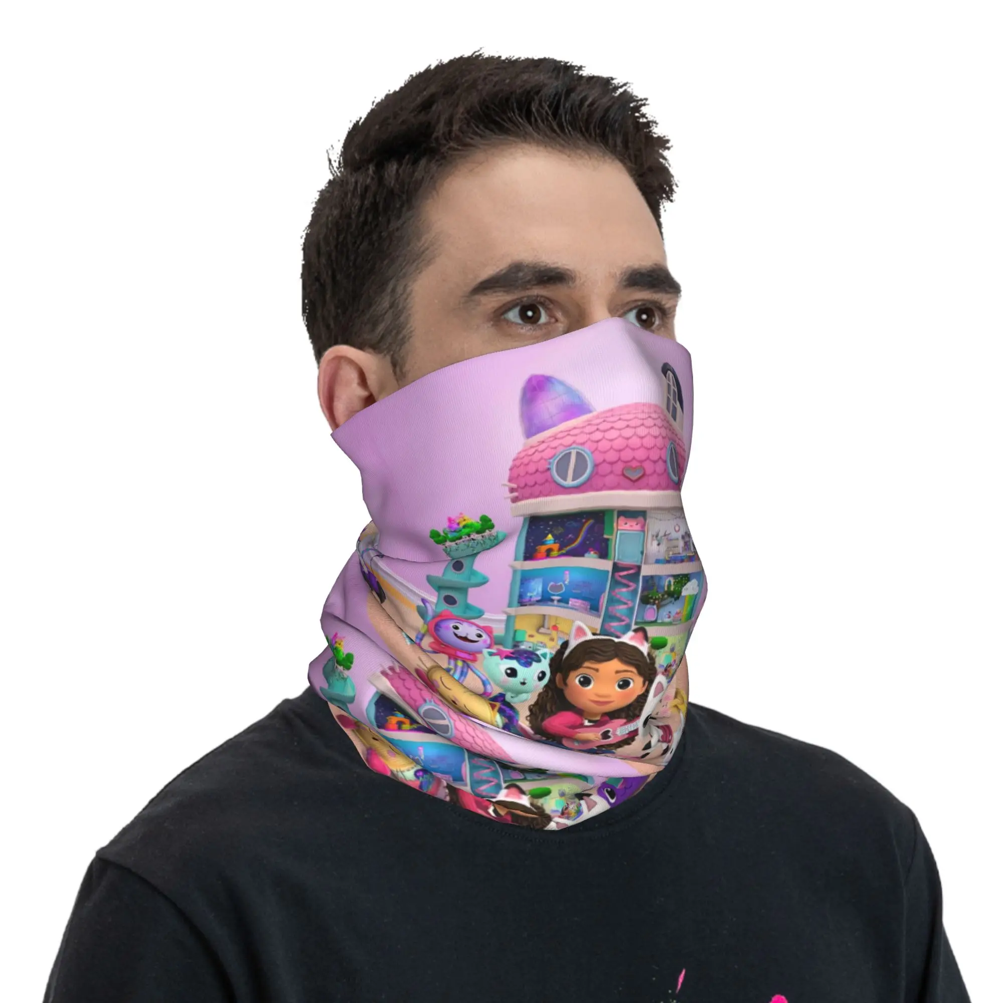 مخصص حورية البحر غابي دمية باندانا الرقبة الجراب للتزلج الجري الرجال النساء التفاف وشاح الكرتون القطط بالاكلافا دفئا