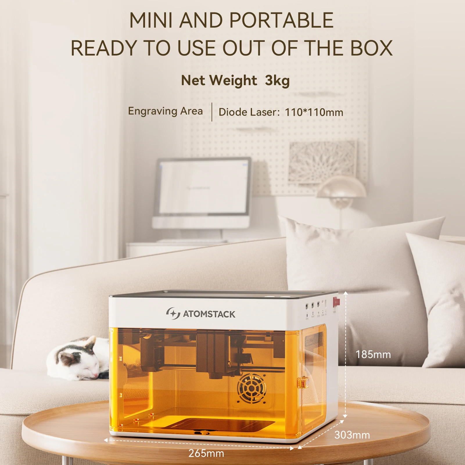 AtomStack P1 5W Laser Engraver أقصى سرعة نقش 10,000 مم/دقيقة سريعة التركيز مجانًا وسهلة الاستخدام مع برنامج Atomstack 1