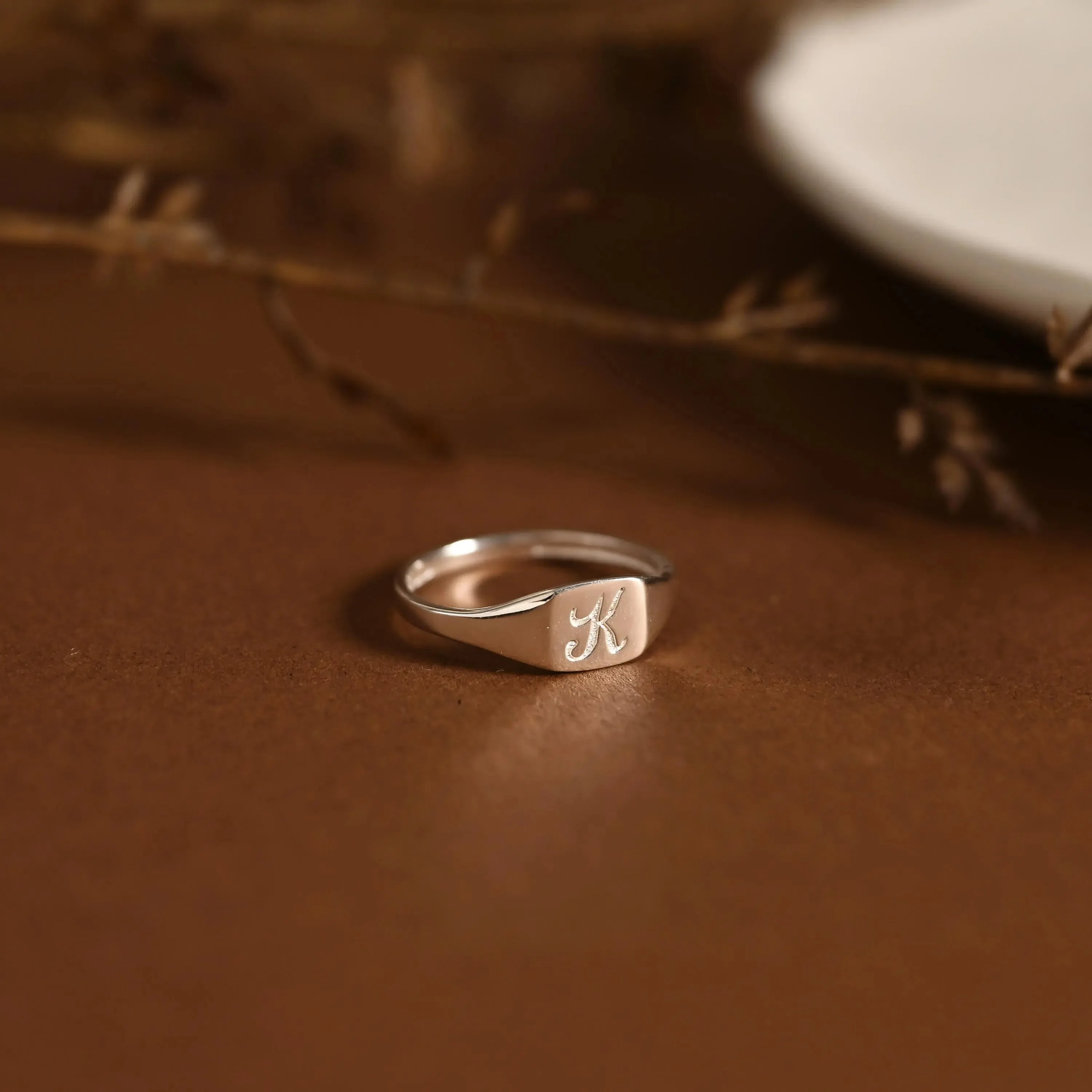 Custom Initial Ring Engraved Name Minimalist Letter Ring Personalized Signet Initial Ring Stacking Ring Mother's Day Gifts